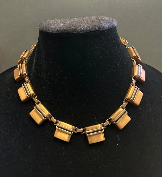 Signed Renoir Geometric Choker Necklace - Vintage - Copper Jewelry