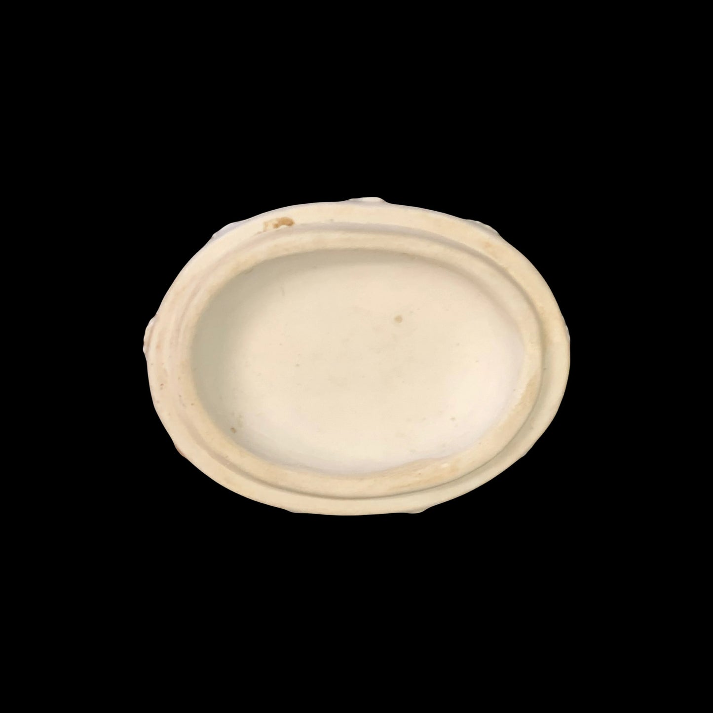 Victorian Era Fairing Trinket Box - Antique Fairing Trinket Box With Tea Set Top