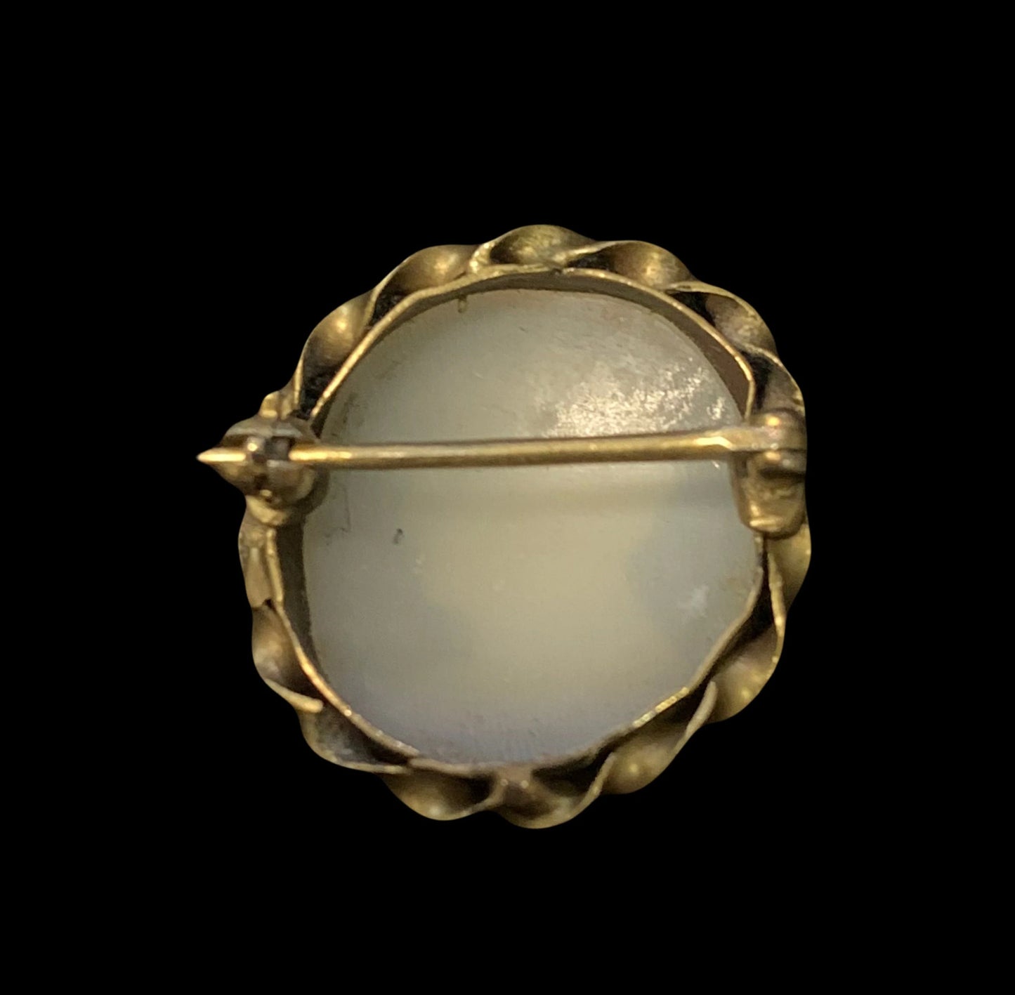 Antique Pin - Shell Cameo of Male in Twisted Frame Pin -  Male Image Cameo Brooch
