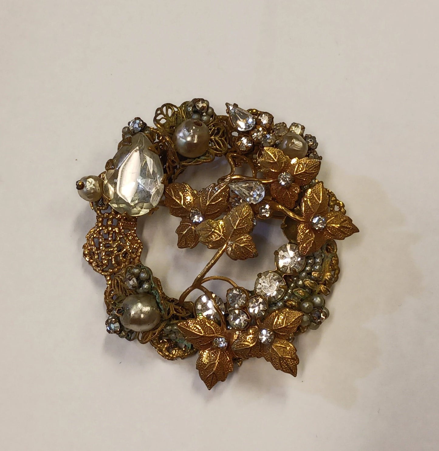Vintage Signed Miriam Haskell Brooch and Earrings Set