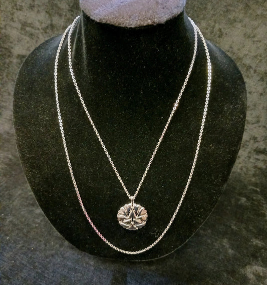 Trifari Double-Chained Silver Tone Necklace With Happy Heart Pendant- Signed Vintage Trifai 1970s - 1980s