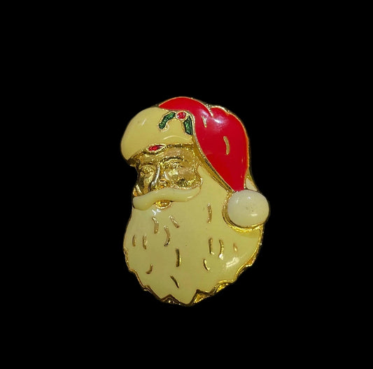 Gold Santa Christmas Brooch / Pin