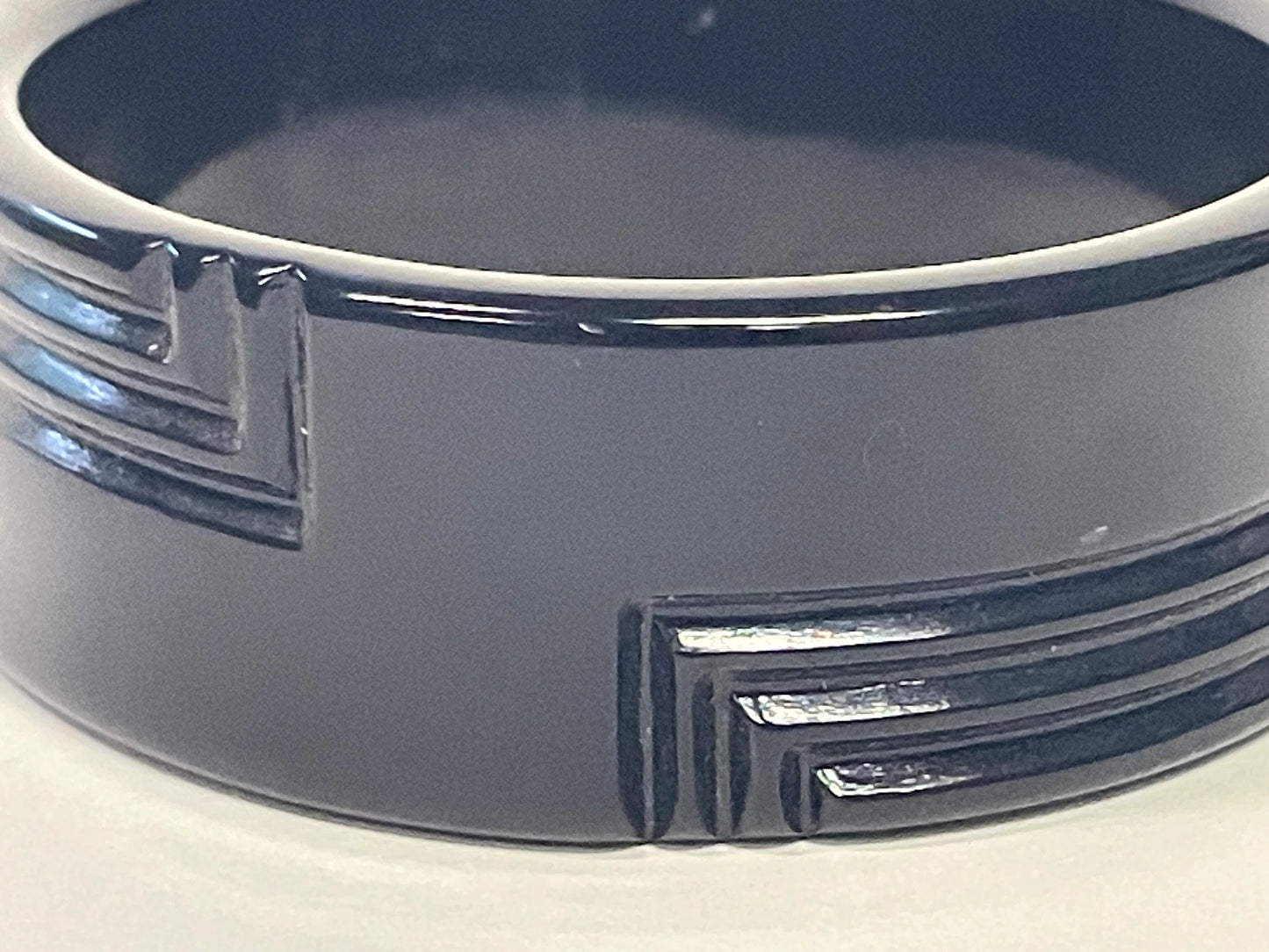 Wide Black Plastic Mid Century Modern Bangle Bracelet