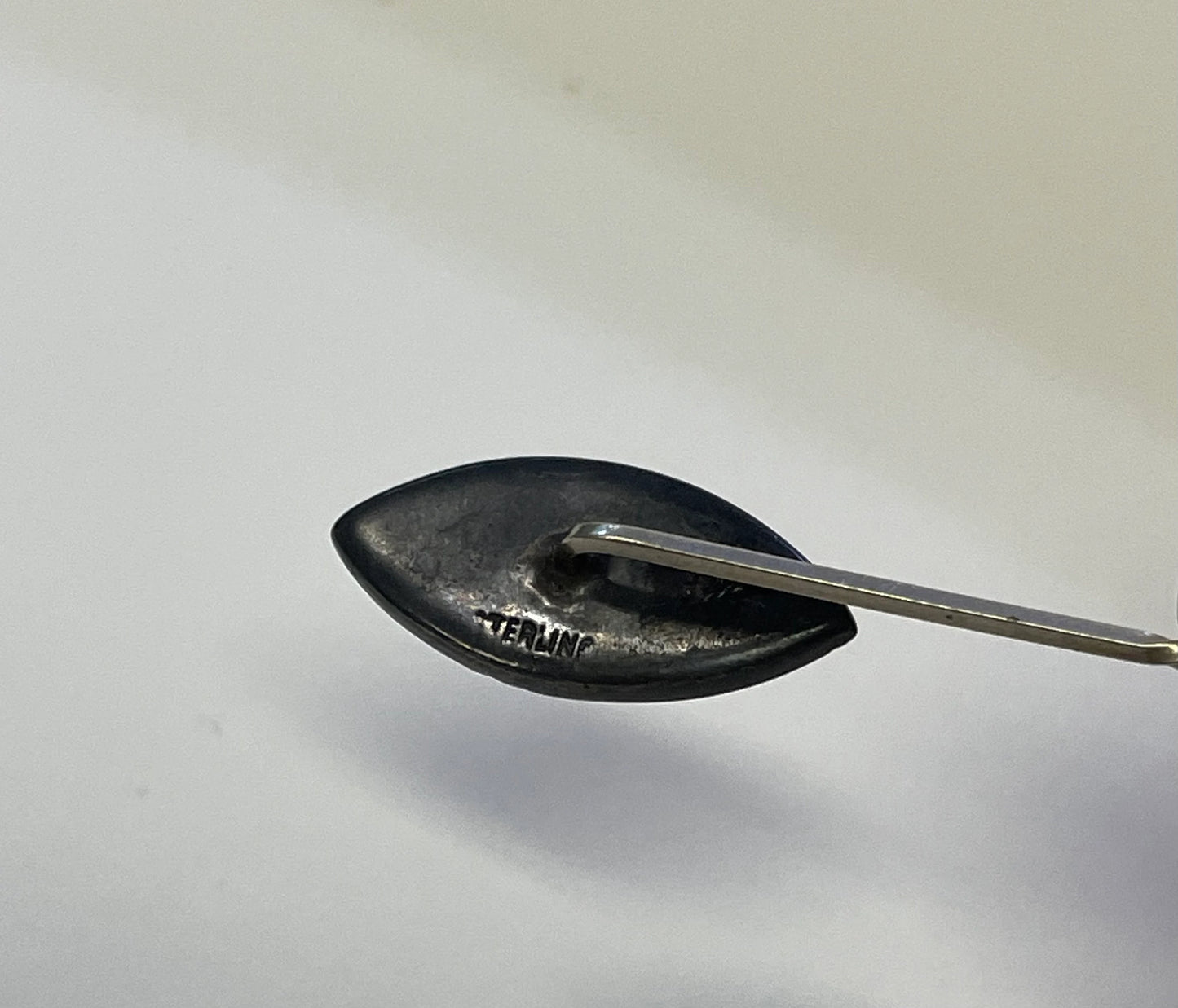 Abalone Setting In Sterling Silver Hat Pin - Sterling Silver Stick Pin For Man's Ascot- Victorian Hat Pin