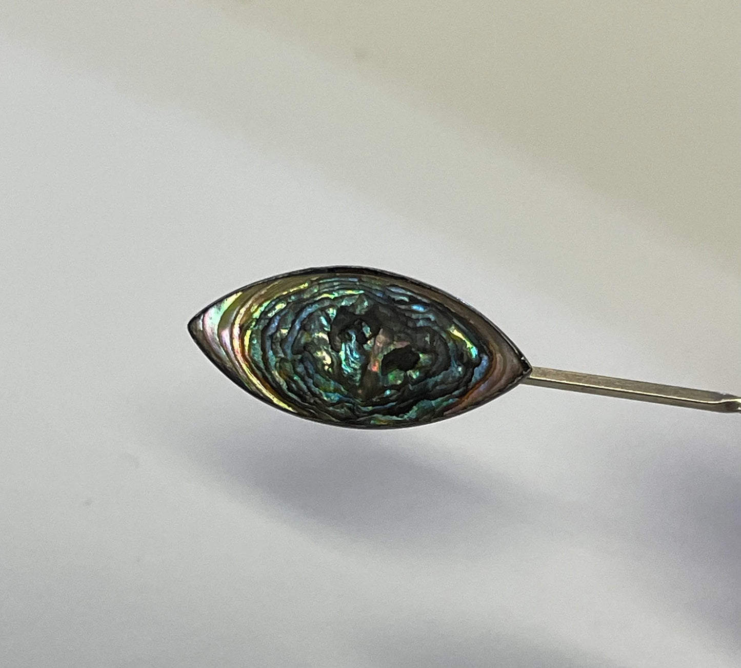 Abalone Setting In Sterling Silver Hat Pin - Sterling Silver Stick Pin For Man's Ascot- Victorian Hat Pin