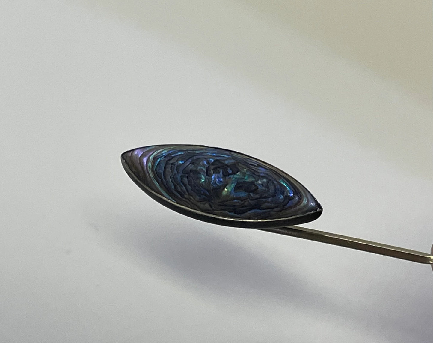 Abalone Setting In Sterling Silver Hat Pin - Sterling Silver Stick Pin For Man's Ascot- Victorian Hat Pin