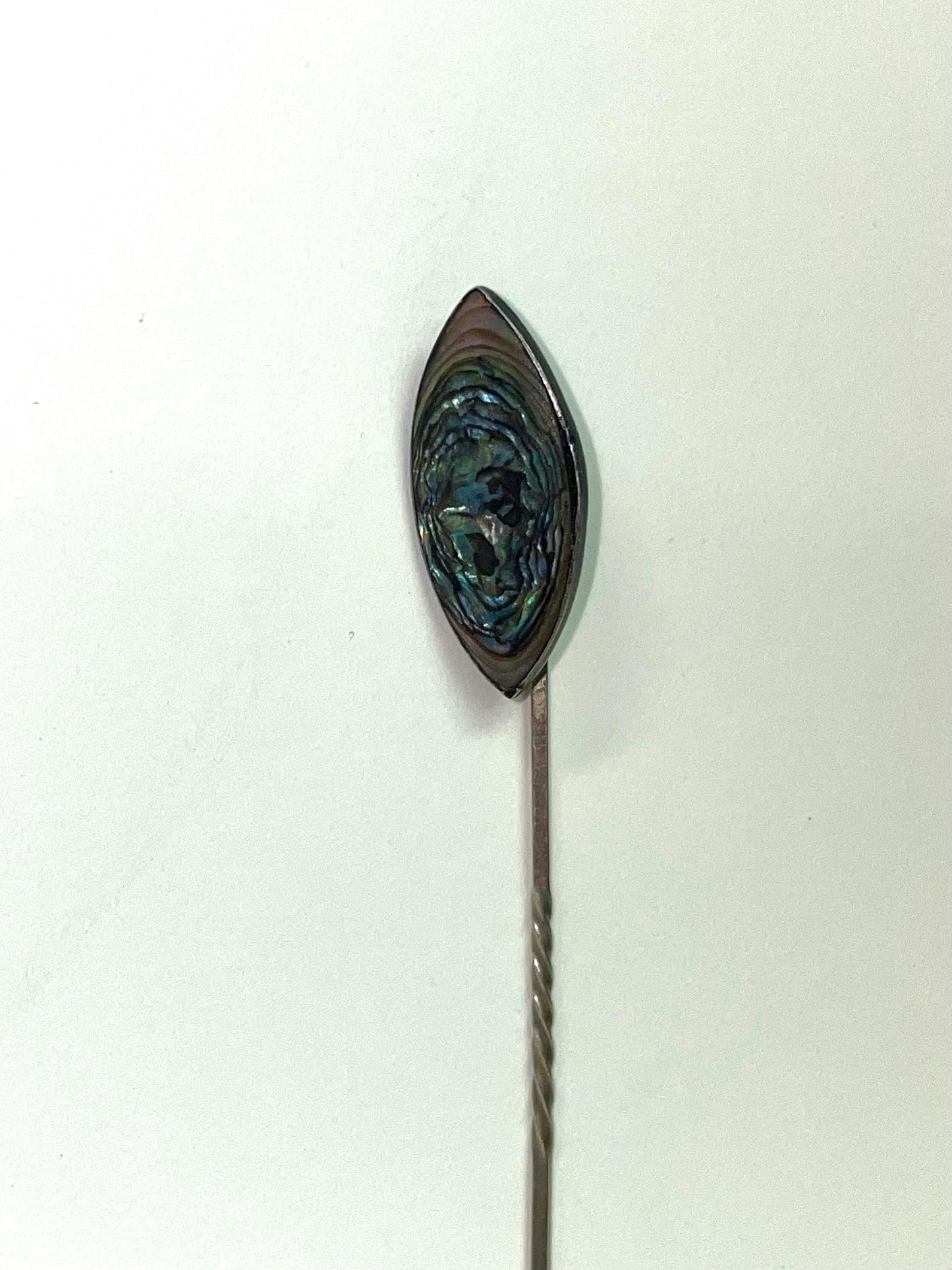 Abalone Setting In Sterling Silver Hat Pin - Sterling Silver Stick Pin For Man's Ascot- Victorian Hat Pin
