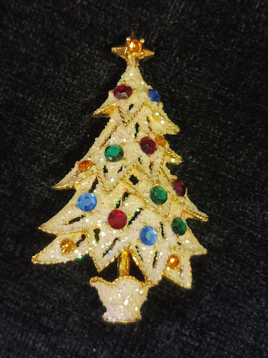Eisenberg Ice Christmas Tree Pin - Signed Brooch - Vintage 1940-50s