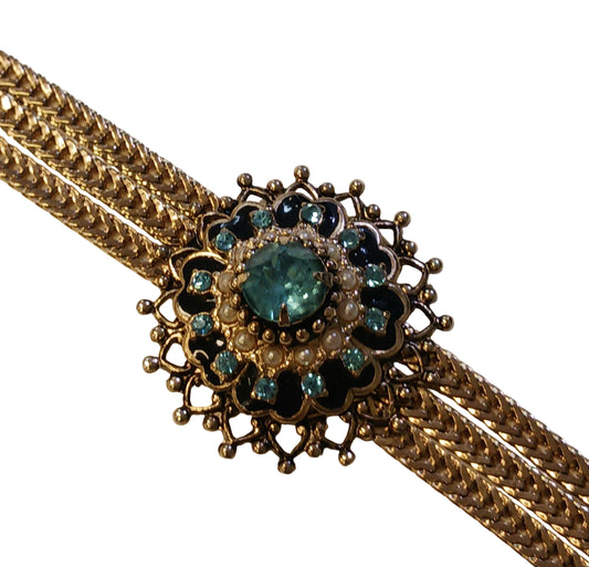 Coro Aqua Crystal Bracelet - Signed Jewelry - Vintage 1930-40s