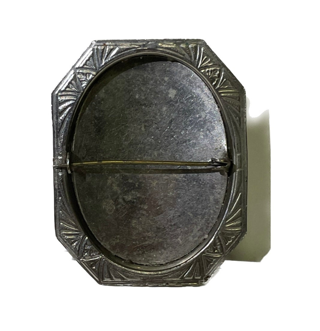 Celluloid Victorian Style Cameo Brooch