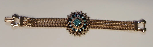 Coro Aqua Crystal Bracelet - Signed Jewelry - Vintage 1930-40s