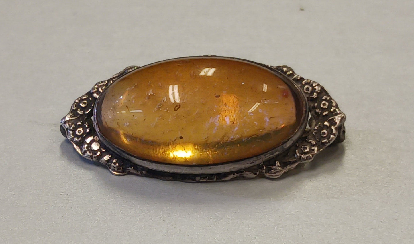 Art Nouveau Dragon's Breath Opal Set In Sterling Silver Brooch - RARE Turn of  the Century 1900 Bohemian Glass Opal in Silver Surround