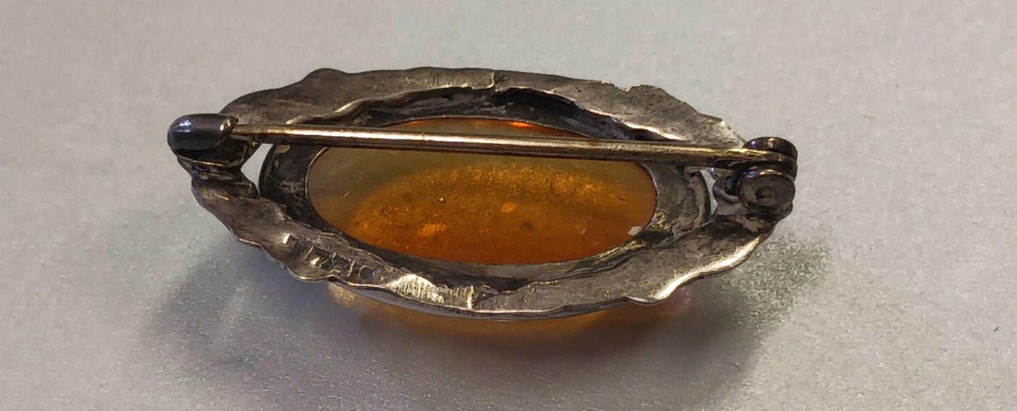 Art Nouveau Dragon's Breath Opal Set In Sterling Silver Brooch - RARE Turn of  the Century 1900 Bohemian Glass Opal in Silver Surround