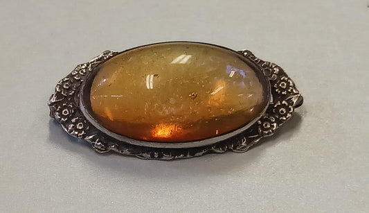 Art Nouveau Dragon's Breath Opal Set In Sterling Silver Brooch - RARE Turn of  the Century 1900 Bohemian Glass Opal in Silver Surround