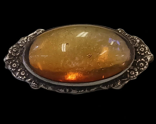 Art Nouveau Dragon's Breath Opal Set In Sterling Silver Brooch - RARE Turn of  the Century 1900 Bohemian Glass Opal in Silver Surround