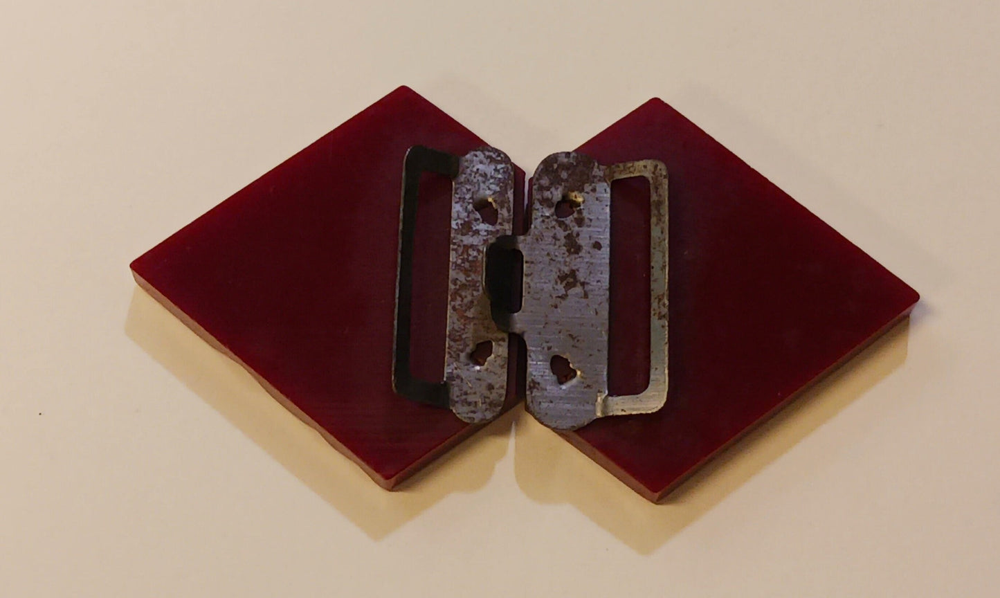 Dark Cherry Red Bakelite Belt Buckle - Ladies Art Deco Style Bakelite Buckle