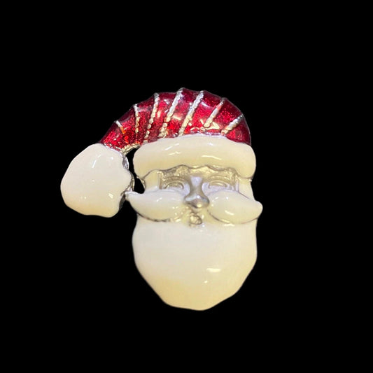 Silver Santa Christmas Pin / Brooch
