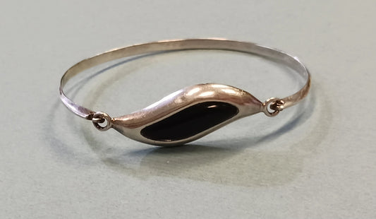 Simple .925 Silver and Onyx Stone Bracelet