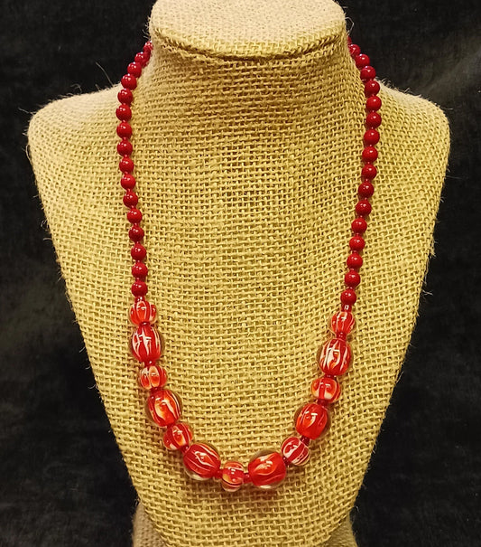 Red Murano Glass Beaded Necklace