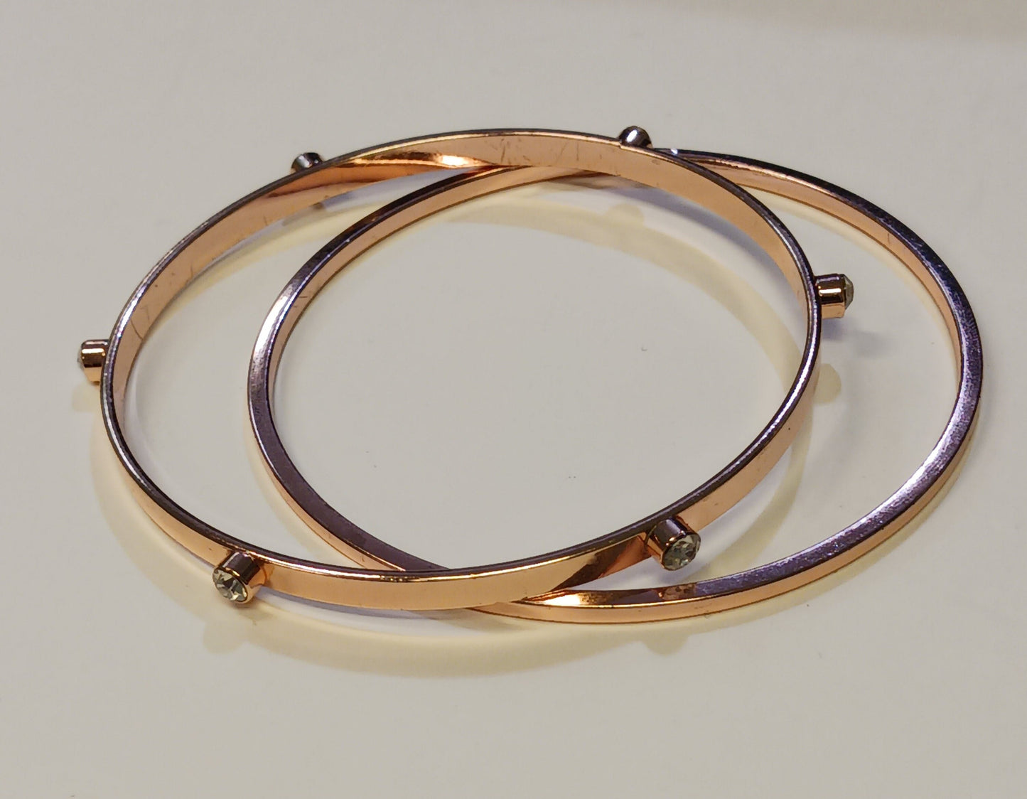 Copper Stackable Bangle Set - Copper Bangles set with Rhinestones