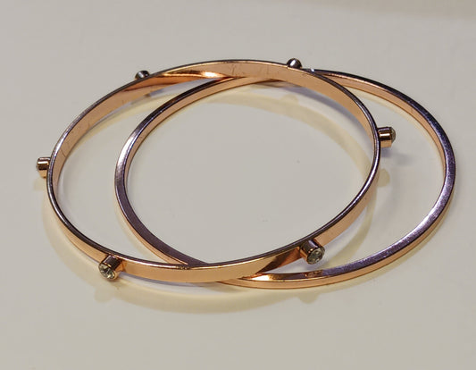 Copper Stackable Bangle Set - Copper Bangles set with Rhinestones