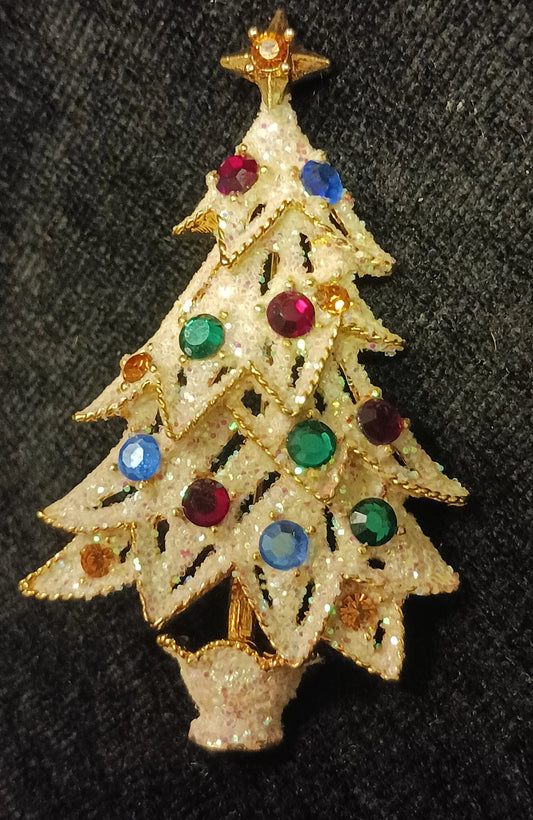 Eisenberg Ice Christmas Tree Pin - Signed Brooches - Vintage 1940-50s