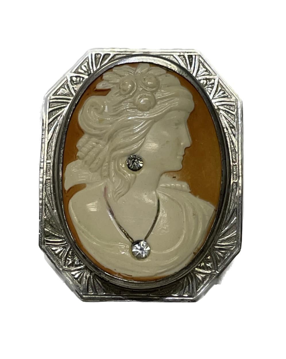 Celluloid Victorian Style Cameo Brooch