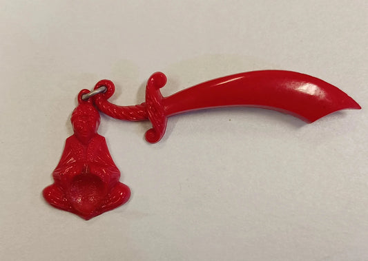 Bakelite Scimitar and Dangle Brooch