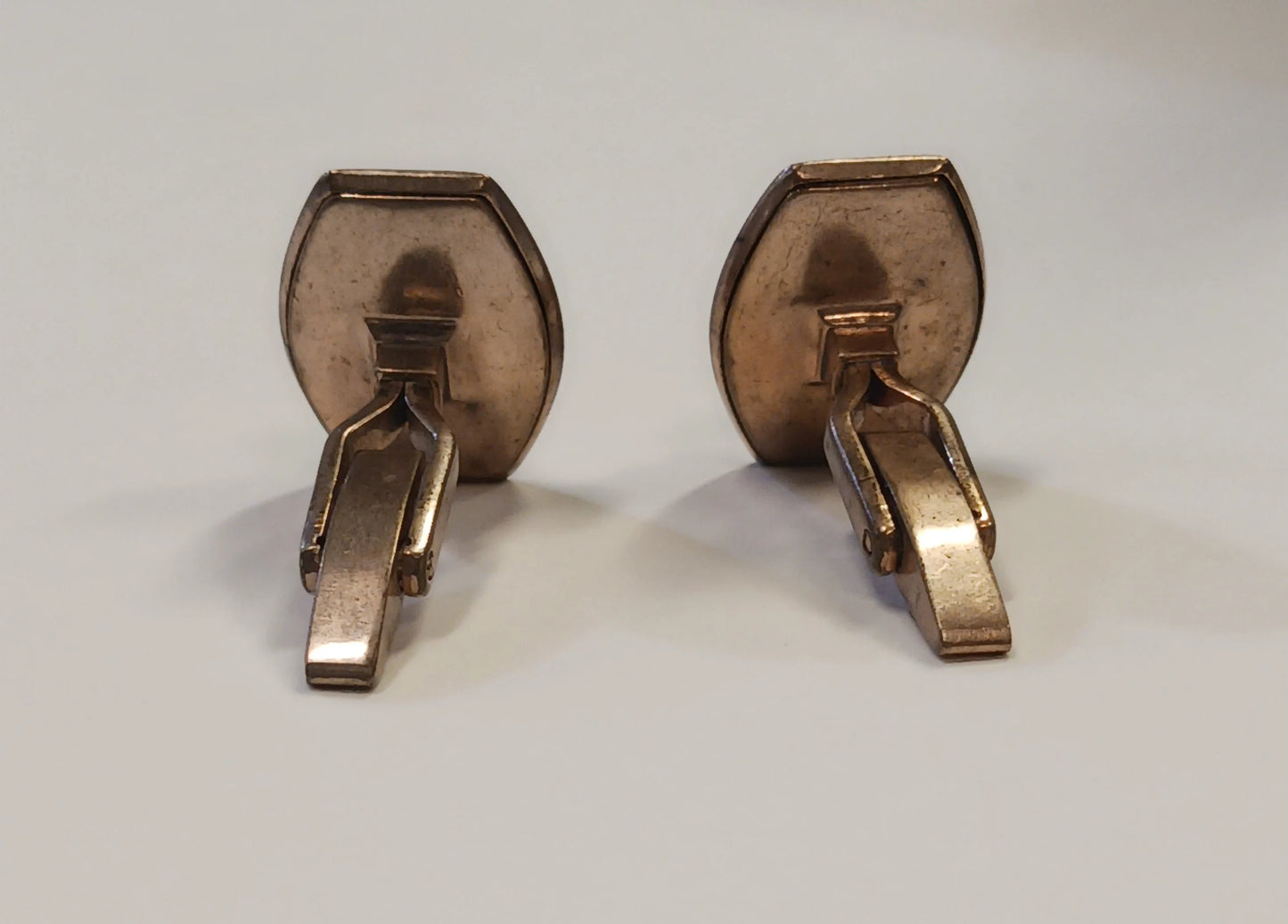 Gold Tone and Red Glass Art Deco Cuff Links - Men's Fashion - Vintage 1920-30s