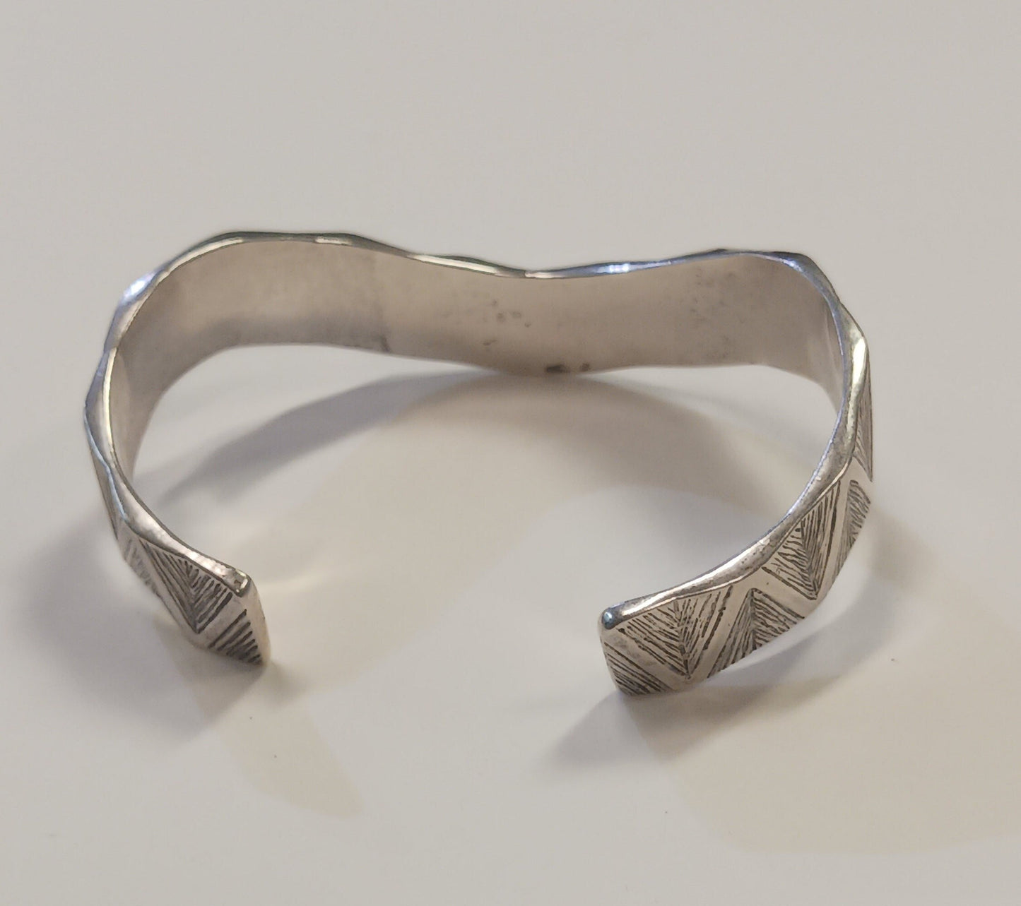 Textured Wave Sterling Silver Bracelet - Signed James Avery Cuff - Vintage 1970s