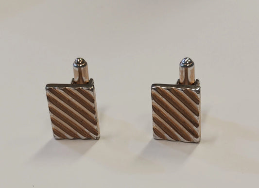 Hickok Gold Tone Textured Stripe Cuff Links