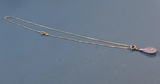 Lavender Jade Teardrop on .925 Silver Chain - Signed KC Necklace