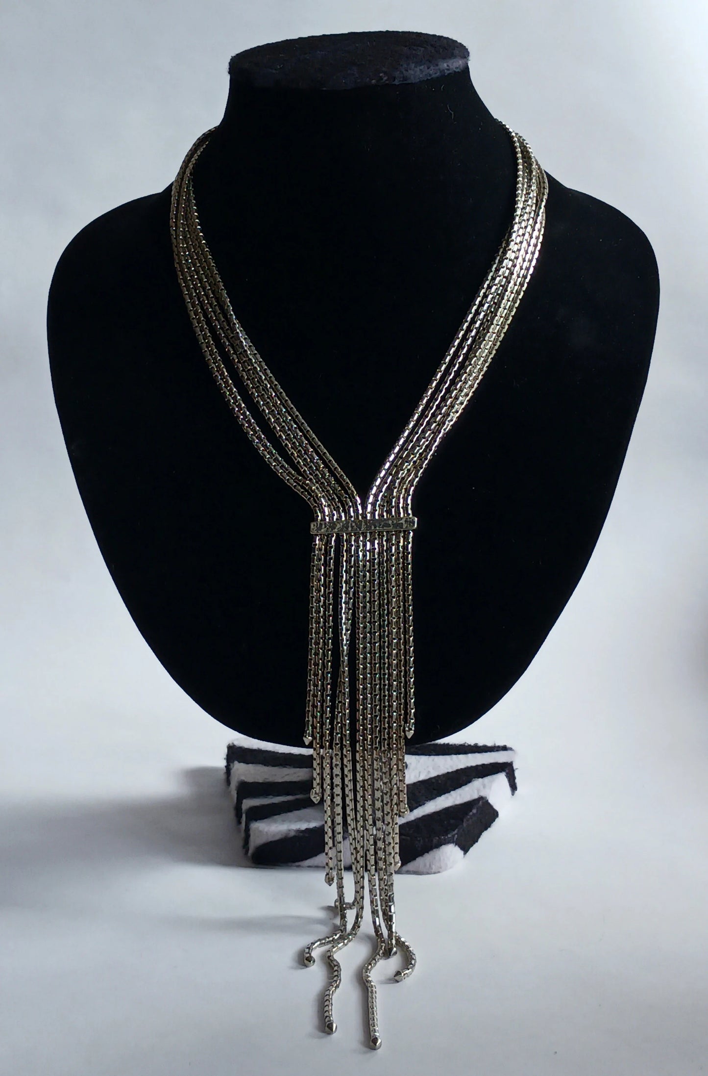 Brutilist Syle Chain Necklace - Twelve Starnd  Silver Chain Matinee Length -Marked  BCBGeneration