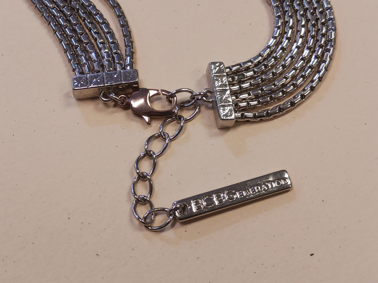 Brutilist Syle Chain Necklace - Twelve Starnd  Silver Chain Matinee Length -Marked  BCBGeneration