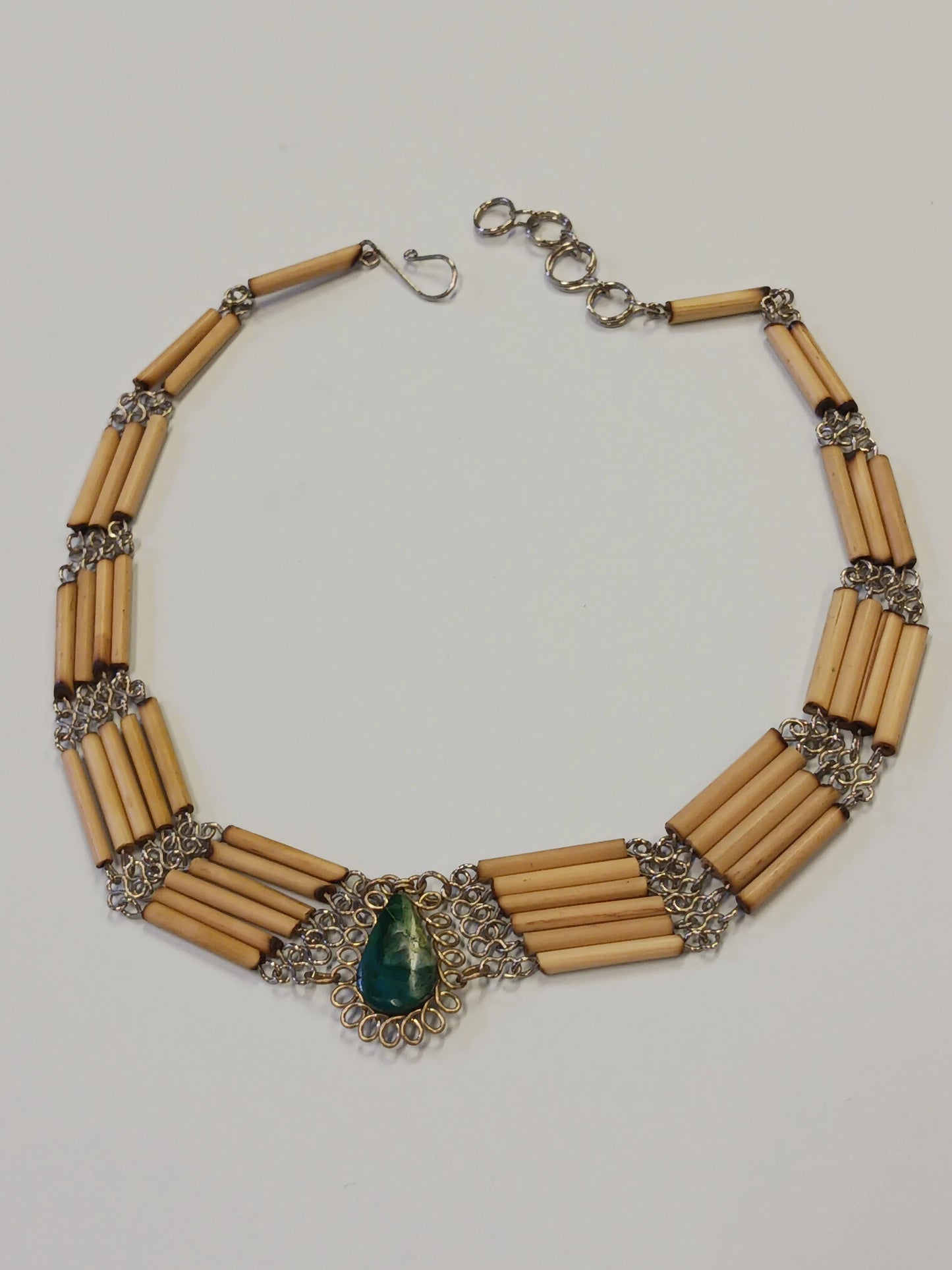 Bamboo and Ocean Jasper Native Choker - Vintage BoHo 1960-1970s