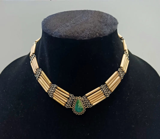 Bamboo and Ocean Jasper Native Choker - Vintage BoHo 1960-1970s