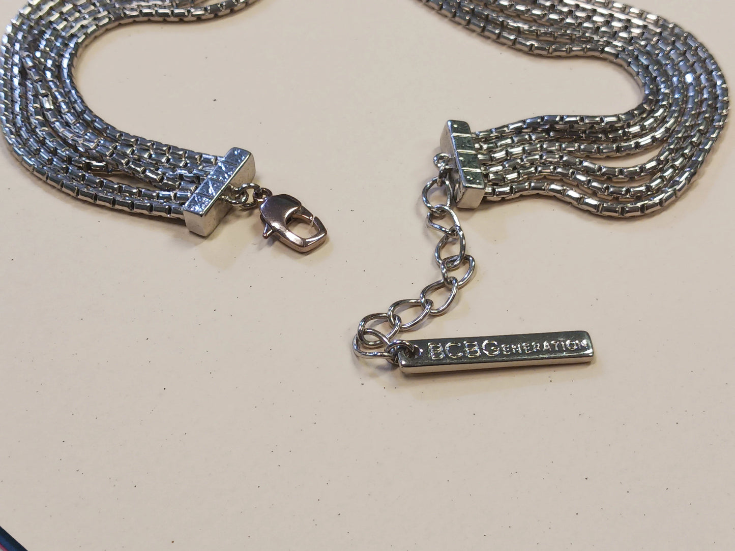 Brutilist Syle Chain Necklace - Twelve Starnd  Silver Chain Matinee Length -Marked  BCBGeneration