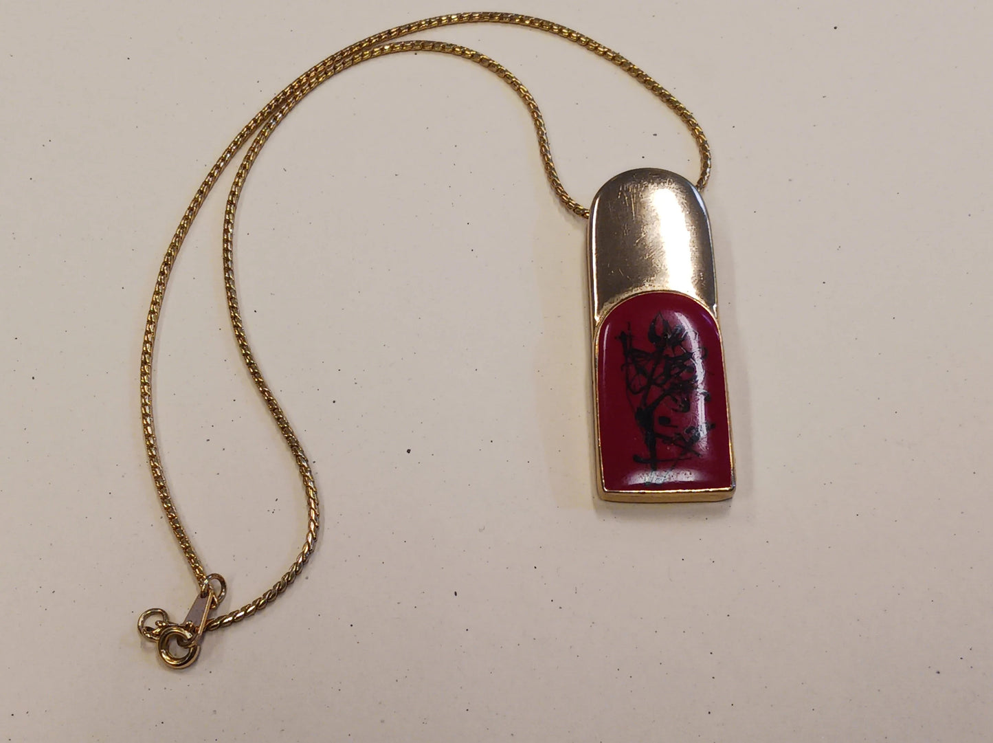 Floral Calligraphy Art Necklace - Stamped 51534 - Vintage Eastern Style Jewelry