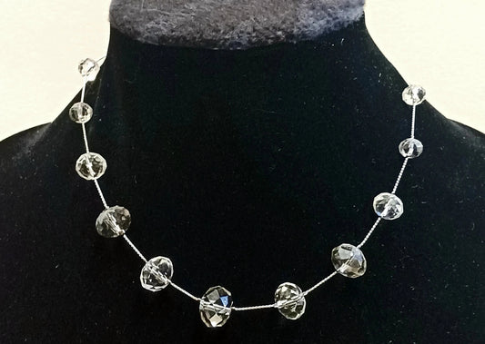 Austrian Faceted Clear and Smoky Crystal Necklace - Bridal Wear, Perfect for Prom - Crystal Evening wear - Mid Century Modern Crystal Choker