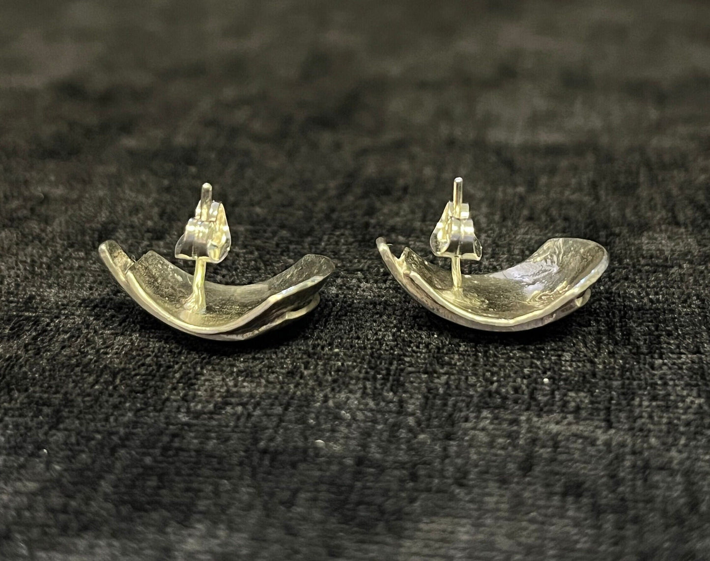 Curved Silver Earrings with Posts - Vintage Small BoHo Earrings - Cowgirl Perfect Earrings