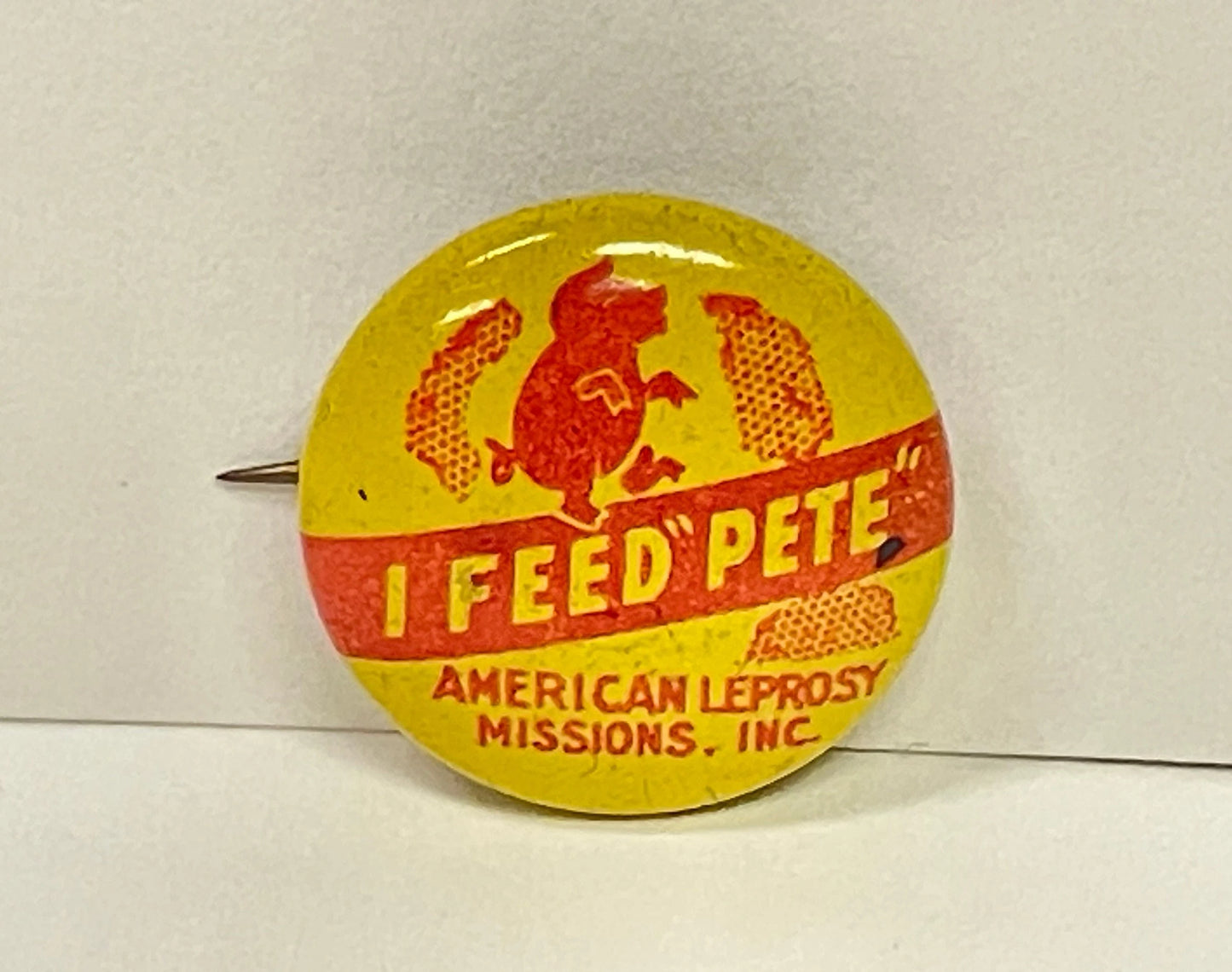 I Feed "Pete" - American Leprosy Missions INC Tiny Pin - RARE pinback
