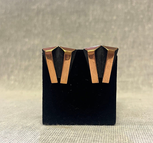 Renoir Copper Clip-On Earrings - Mid Century Modern Vintage
