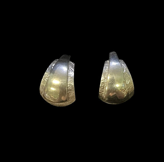 Curved Silver Earrings with posts- Vintage Small BoHo Earrings - Cowgirl Perfect Earrings