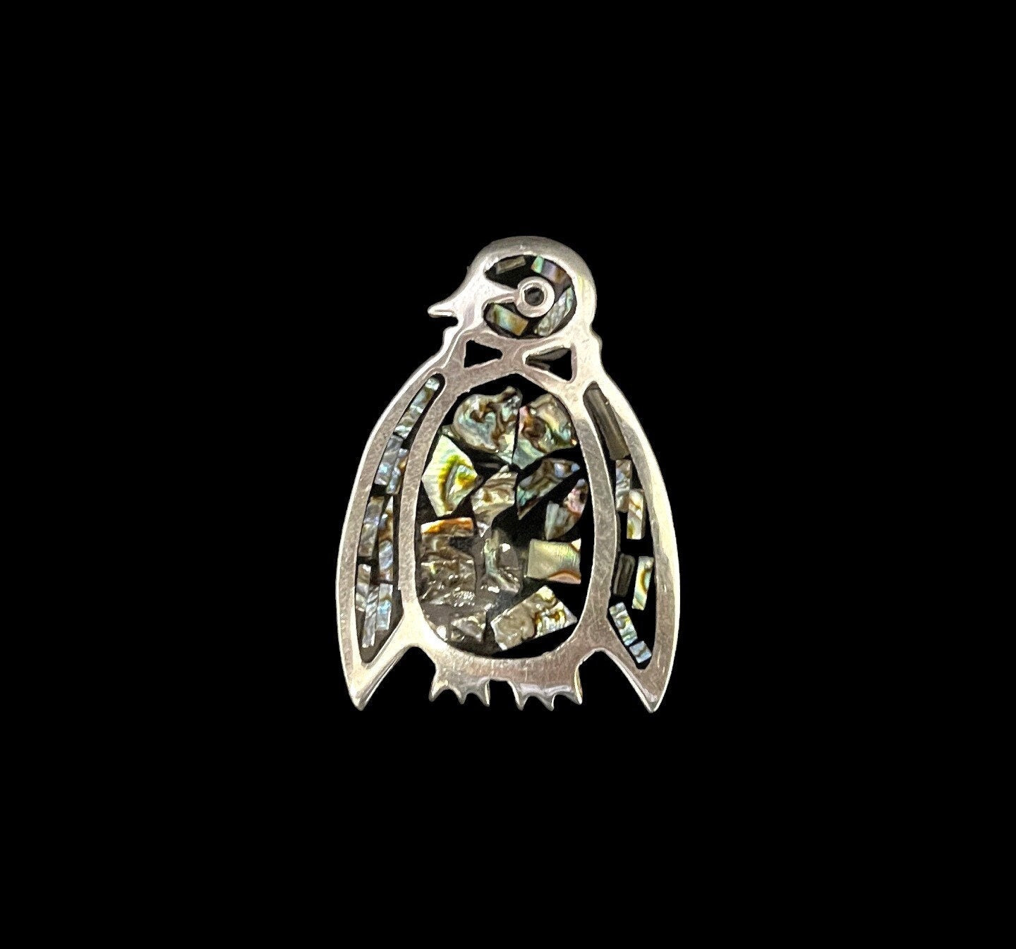 Taxco Sterling Silver Shell Penguin Pin/Brooch - 925 Silver Mexico