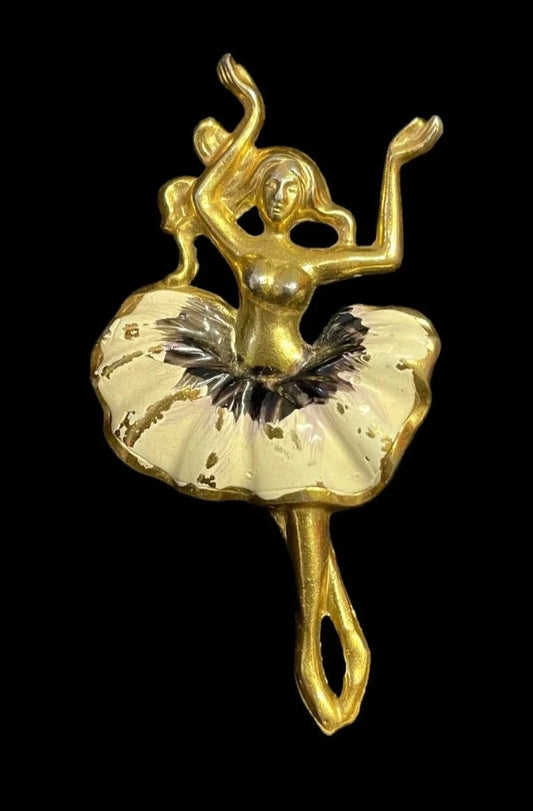 Gold Ballerina Dancer Pin Brooch - Vintage Ballerina Pin