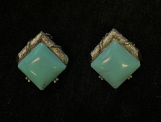 1970s Faux Turquoise Earrings - Vintage