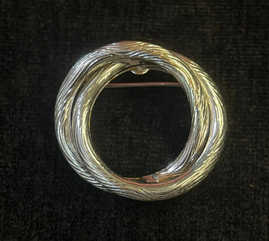 Silver Double Ringed Circle Brooch/Pin