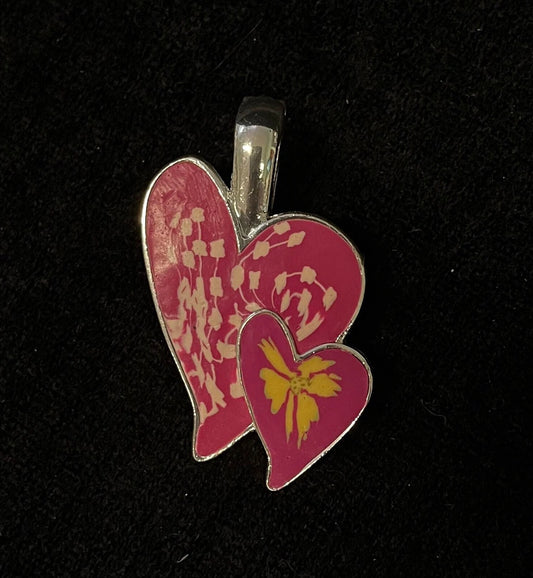 Viva Beads Jewelry - Polymer Clay Double Heart Pendant - Vintage