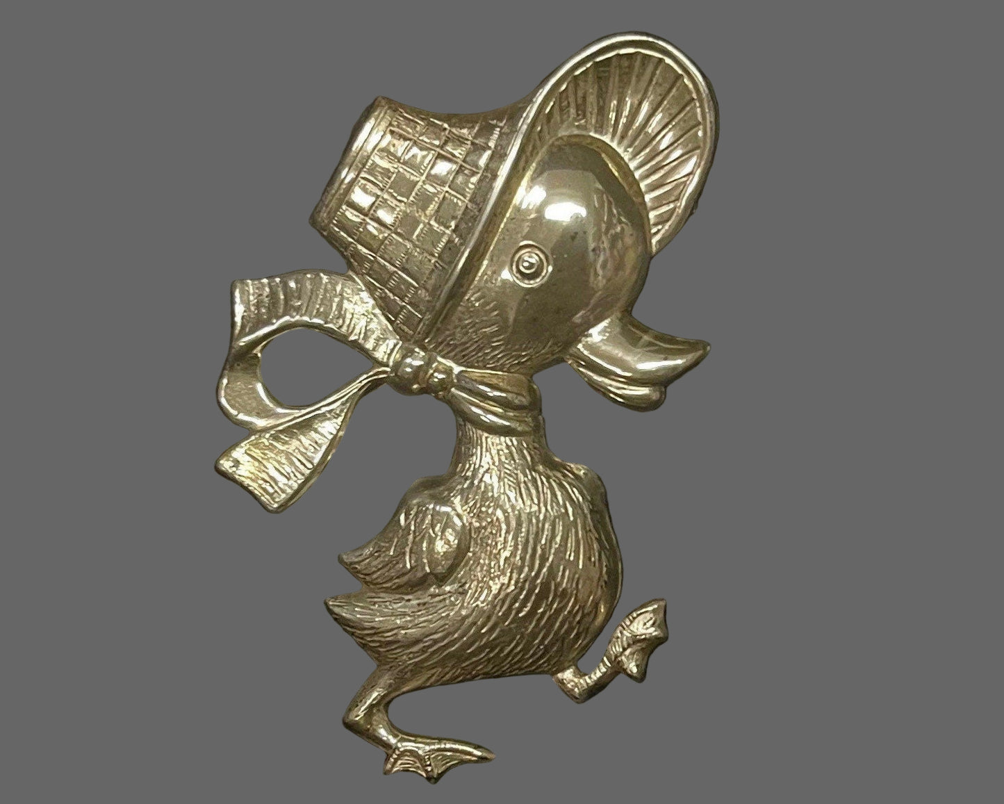 Sweet Duckling with Bonnet .925 Silver Brooch, Silverman Corp.