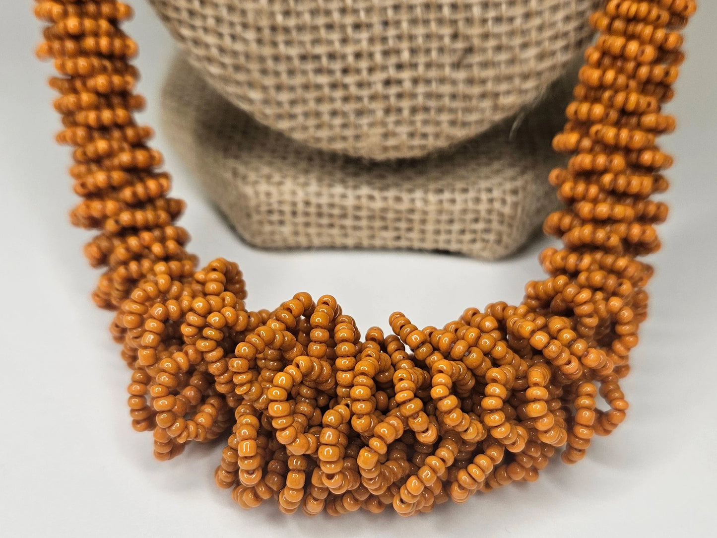 Chunky Orange Beaded Necklace - Small Bead Cluster